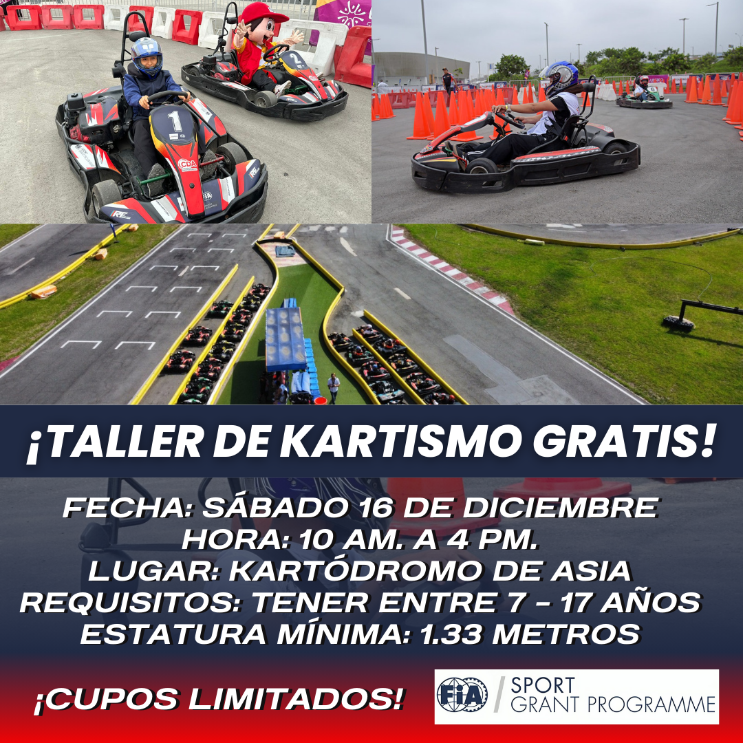 Taller de Kart Slalom gratuito para escolares este sábado 16 de diciembre en el Kartódromo de Asia